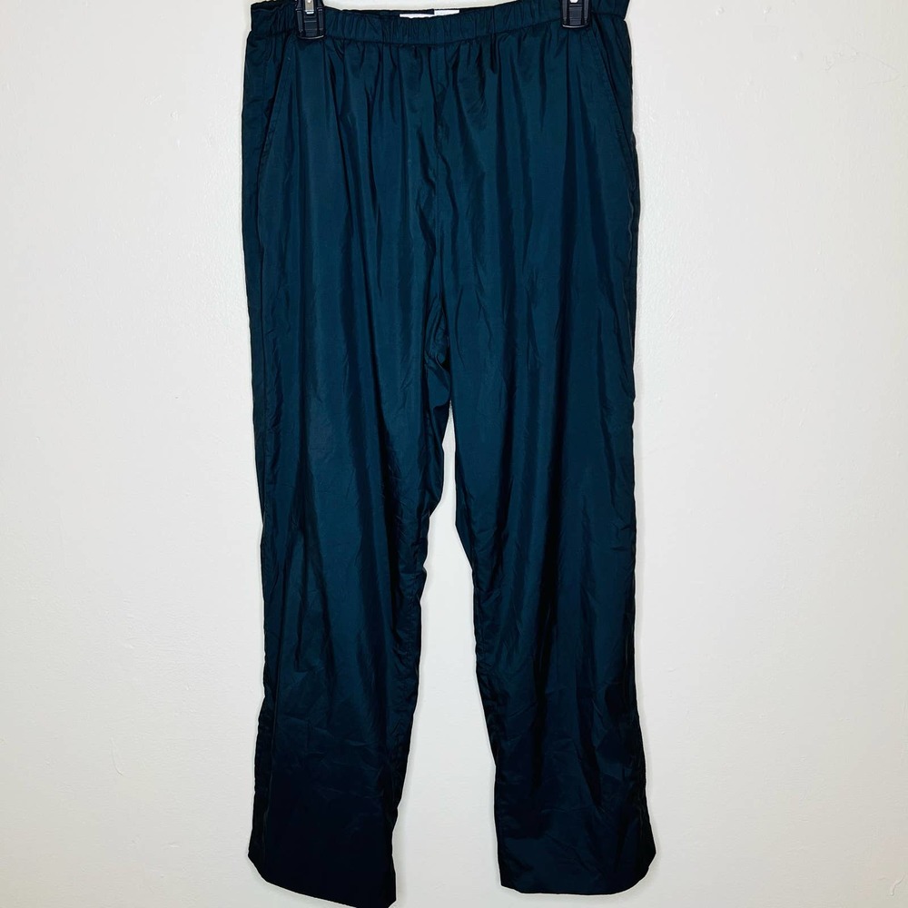 Y2K Vintage Tail Track Pants LARGE Black Pull On Snap Button Athletic Wear Women